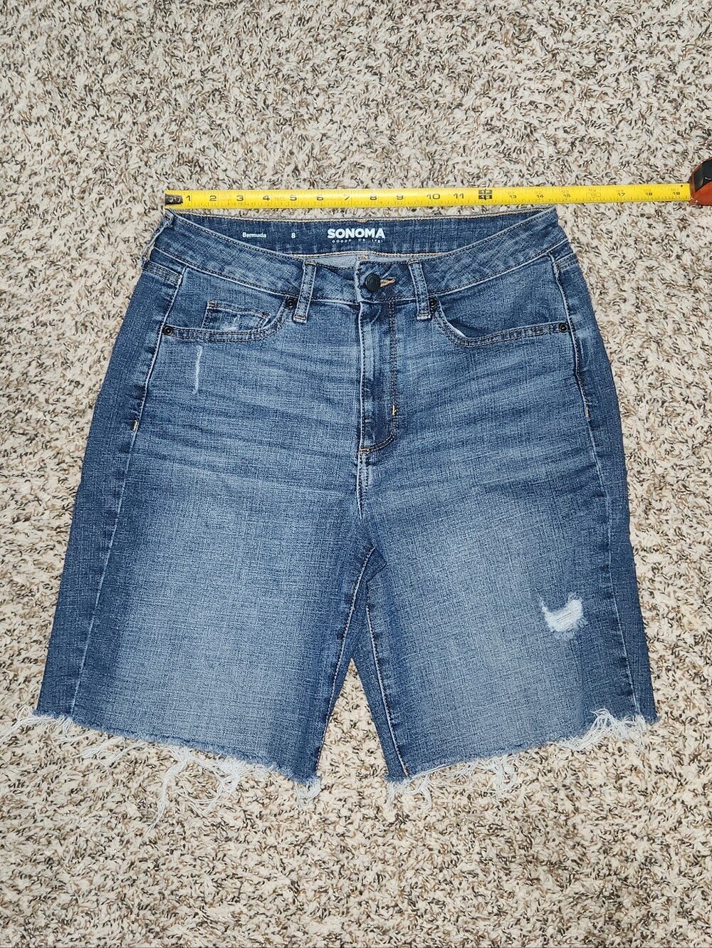 Sonoma Women’s Denim Bermuda Shorts – Size 8 – Frayed Hem
